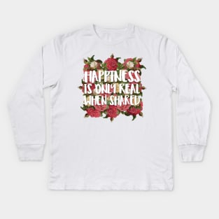 Happiness Is Only Real When Shared - Illustration Collage Kids Long Sleeve T-Shirt